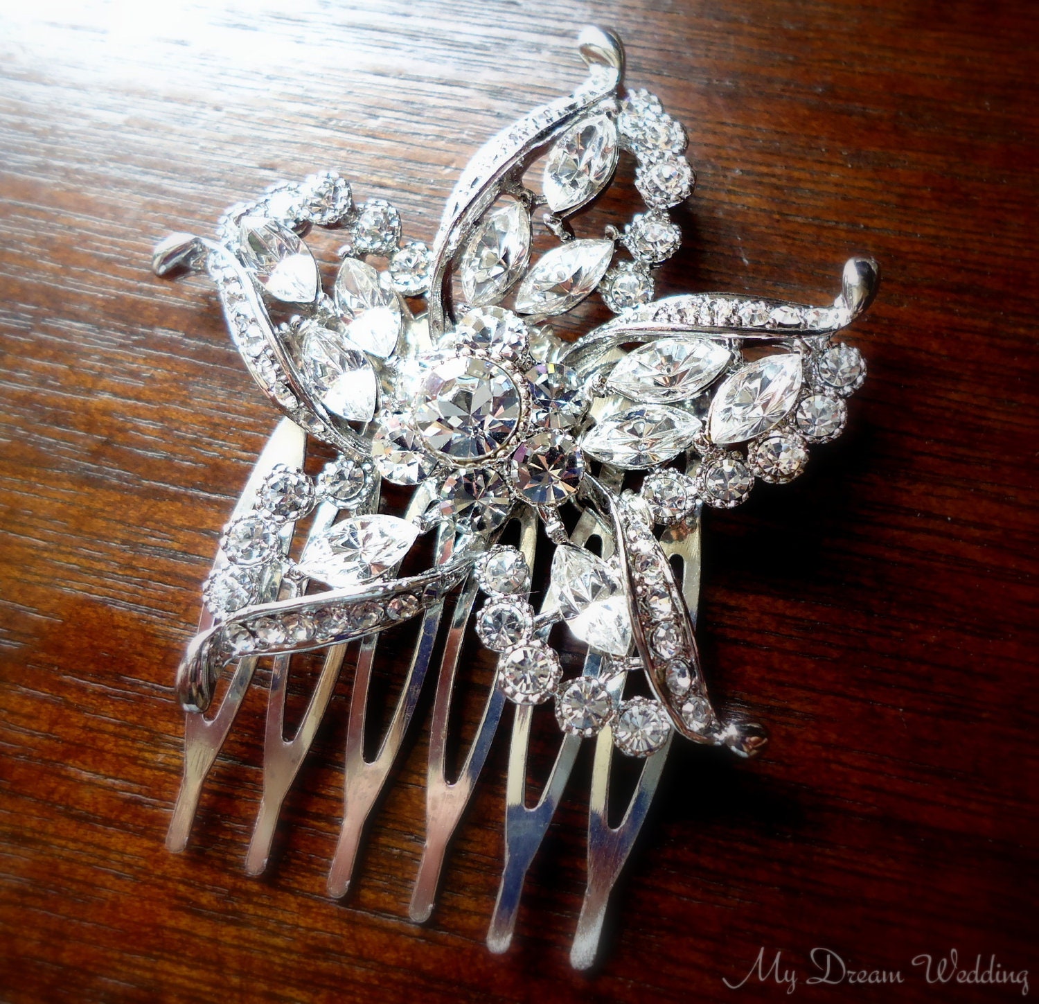 Starfish Comb. Original Australian rhinestones Crystals on a Small silver comb.Choose Silver or Gold - STARFISH COLLECTION-402