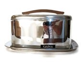 Chrome and  Teak Cake Carrier