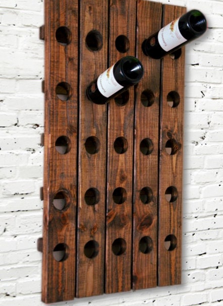 Wood Wine Rack Antique Riddling Style Wall Hanging