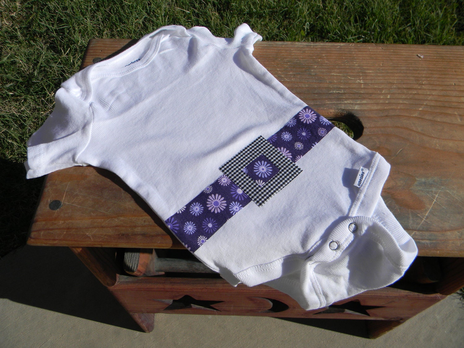 Baby Girl Onsie with Belt Applique: Size 3-6 mos.
