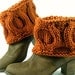 Hand Knit Winter Caramel Brown Boot Covers, Short Woodland Boot Toppers