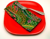 Bright Cloth Napkins, Paisley Kaffe Fassett, Made to Order, Jungle Green, 18 Inch, Set of Two