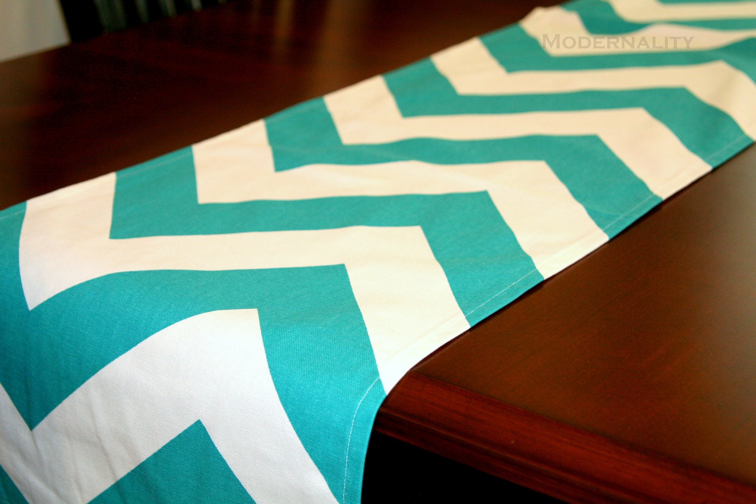 Premier Prints Table Runner- Turquoise Zippy Chevron- 13x72