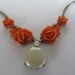 Vintage Orange Celluloid Necklace with Faux Pearl