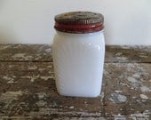 Vintage Milk Glass Shaker Seashell Pattern Shaker Heavy Spice Shaker Salt Shaker