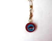 Lucky fish necklace, reversible Pisces necklace made with vintage button and tintype badge Made in Japan