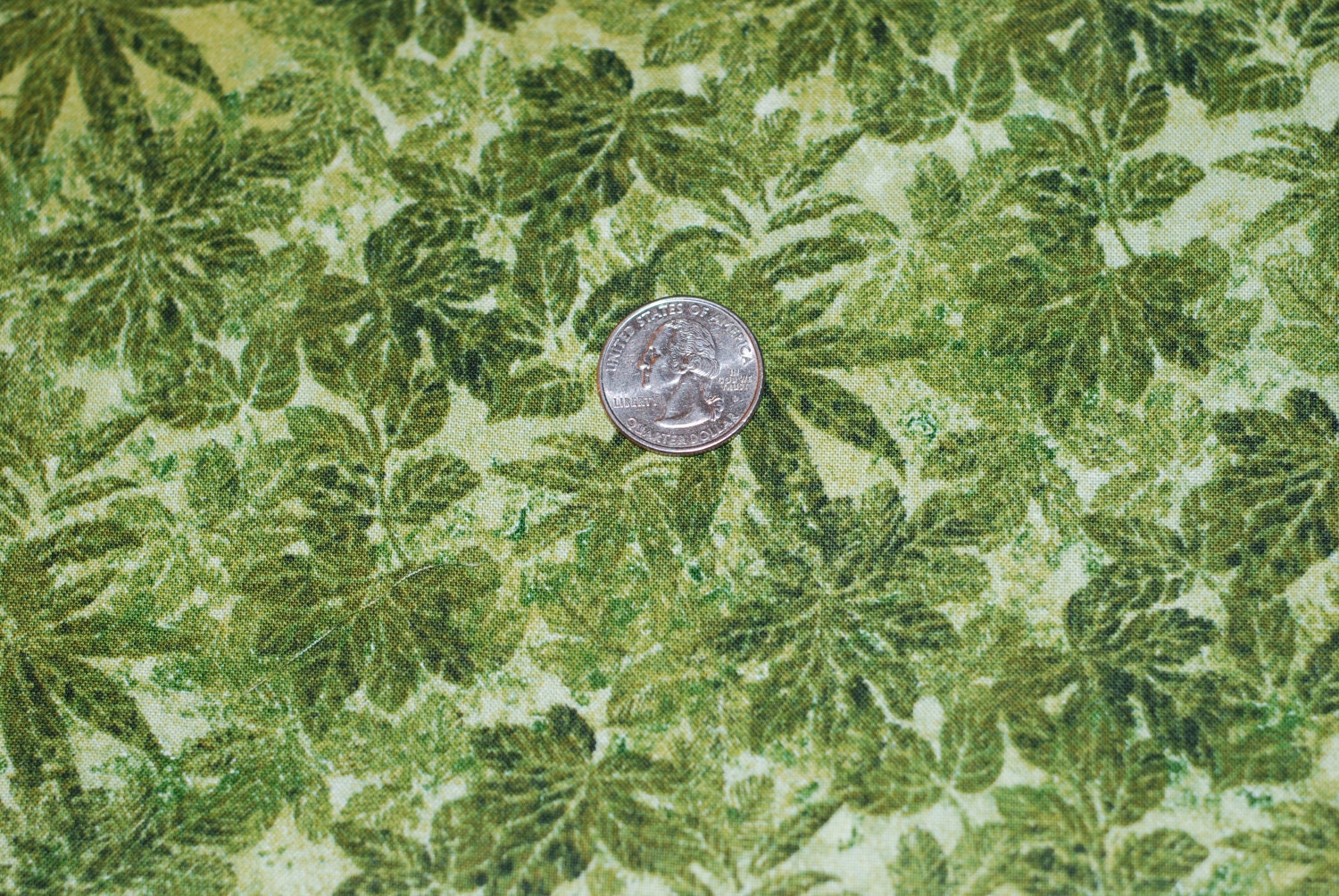 Gold and Green Leaves Fabric