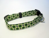 Green and Black Plaid Dog Collar size Small