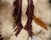 Asrai......burnt red long leather earrings