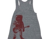 Womens Astronaut Guitar Outer Space Tri-Blend Racerback Tank - American Apparel tanktop shirt - XS, S, M, and L (9 Color Options)