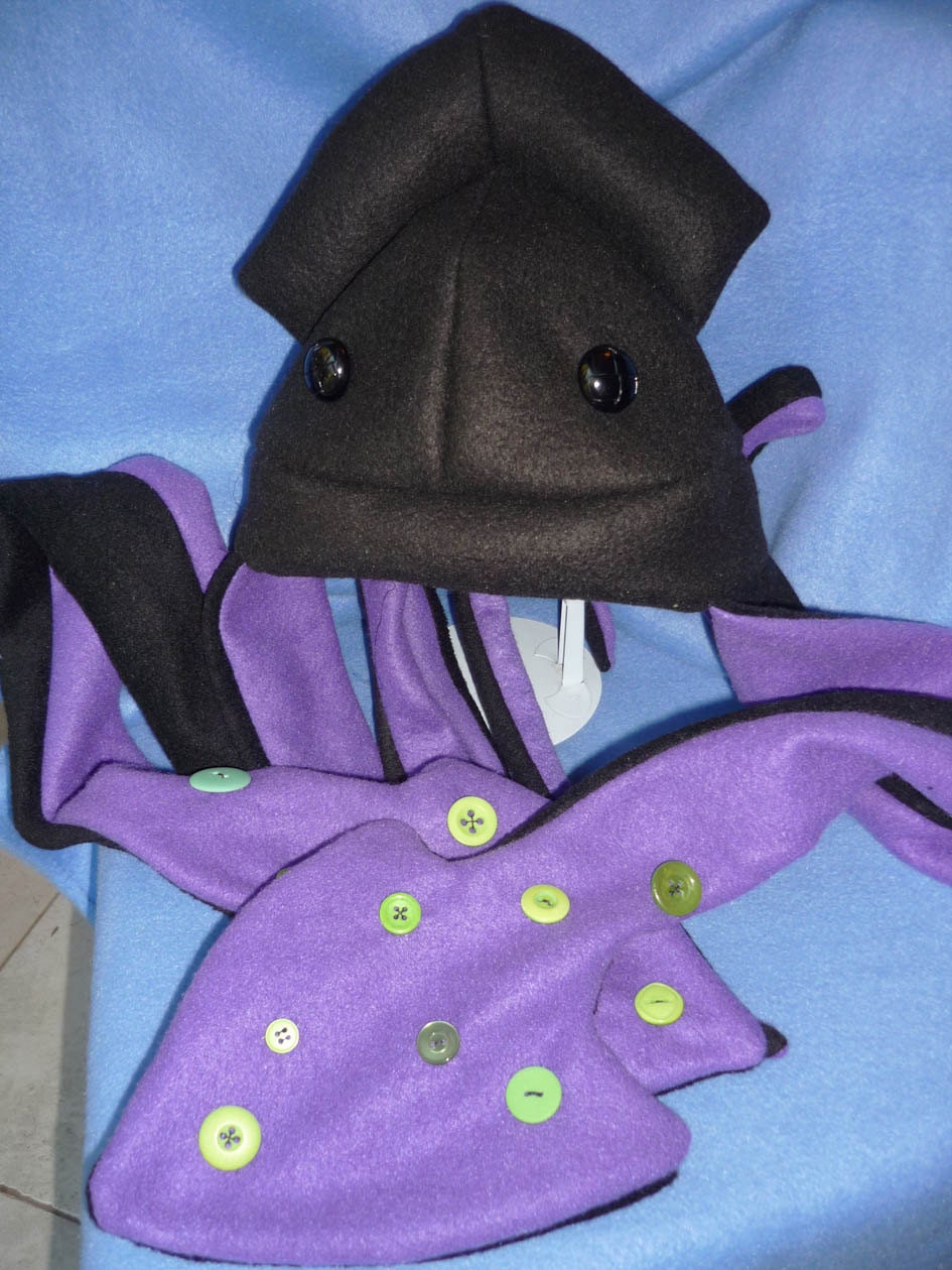 Black and Purple Squid Fleece hat