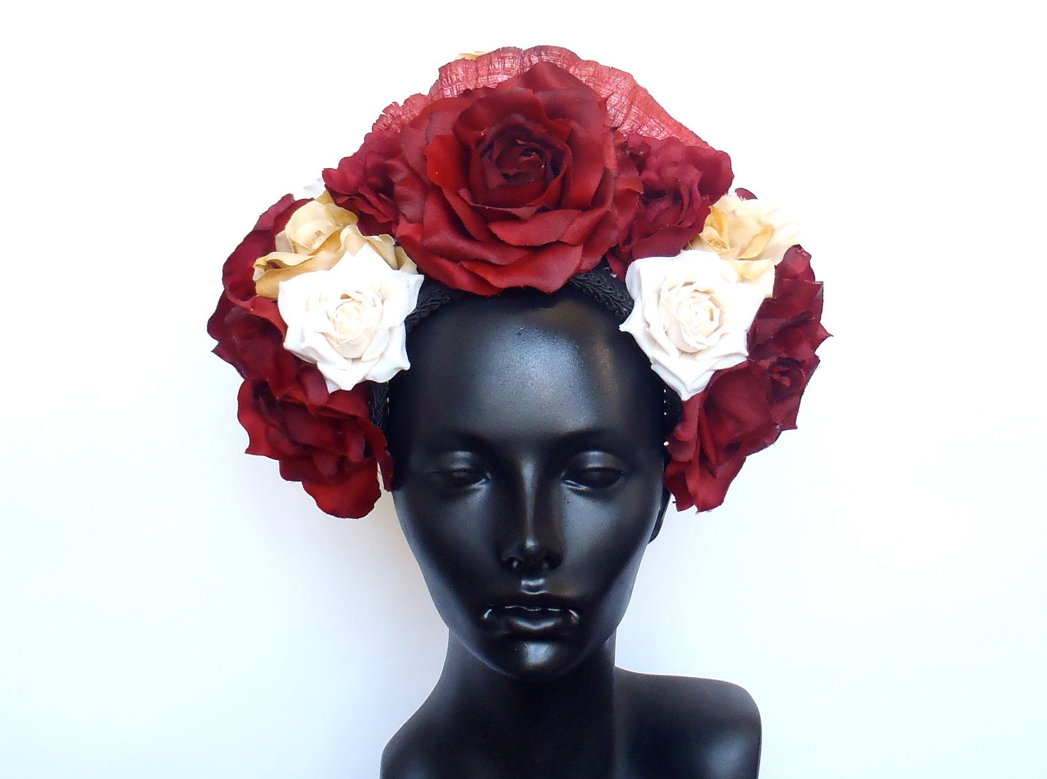 MADE TO ORDER Day of the Dead Dia De Los Muertos Rose Headdress