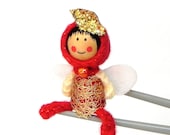 Gold leaf red fairy MochiQtie Amigurumi - Mochi size crochet mini toy doll - Crochet Amigurumi
