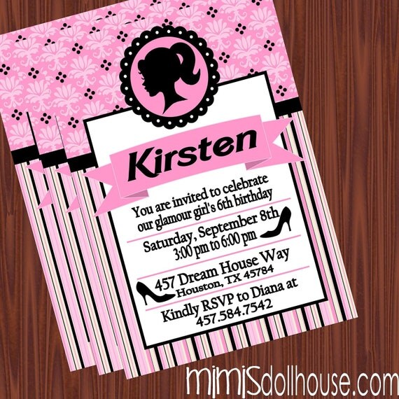 Barbie Invitation- Printable Barbie Glam Invitation PDF/JPEG Il_570xn