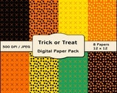 Trick or Treat Halloween Digital Paper Pack - Digital Scrapbooking Set, Halloween Backgrounds
