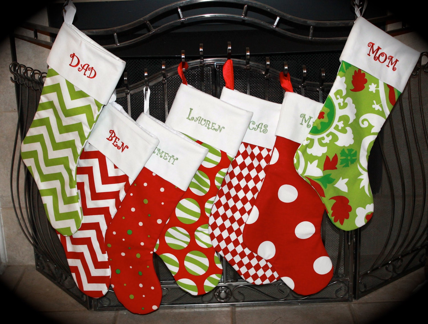 Set of 4 Personalized Christmas Stockings- You Pick- Monogrammed FREE