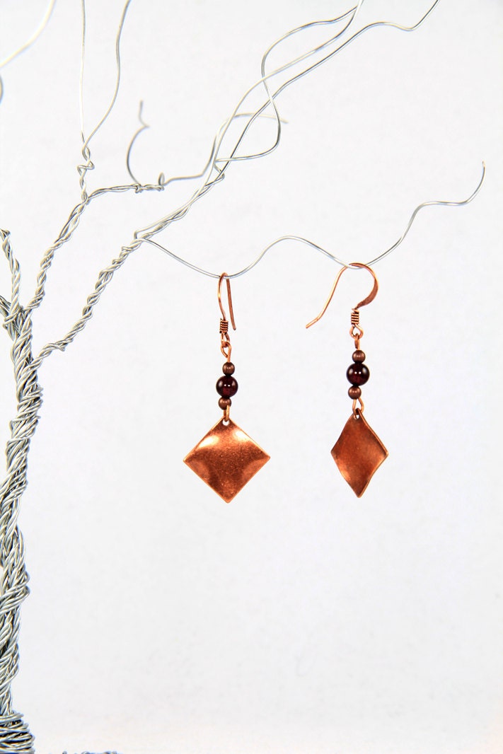 Copper Garnet Earrings