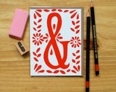 Single Hand Block Printed Monogram Card and Envelope - &