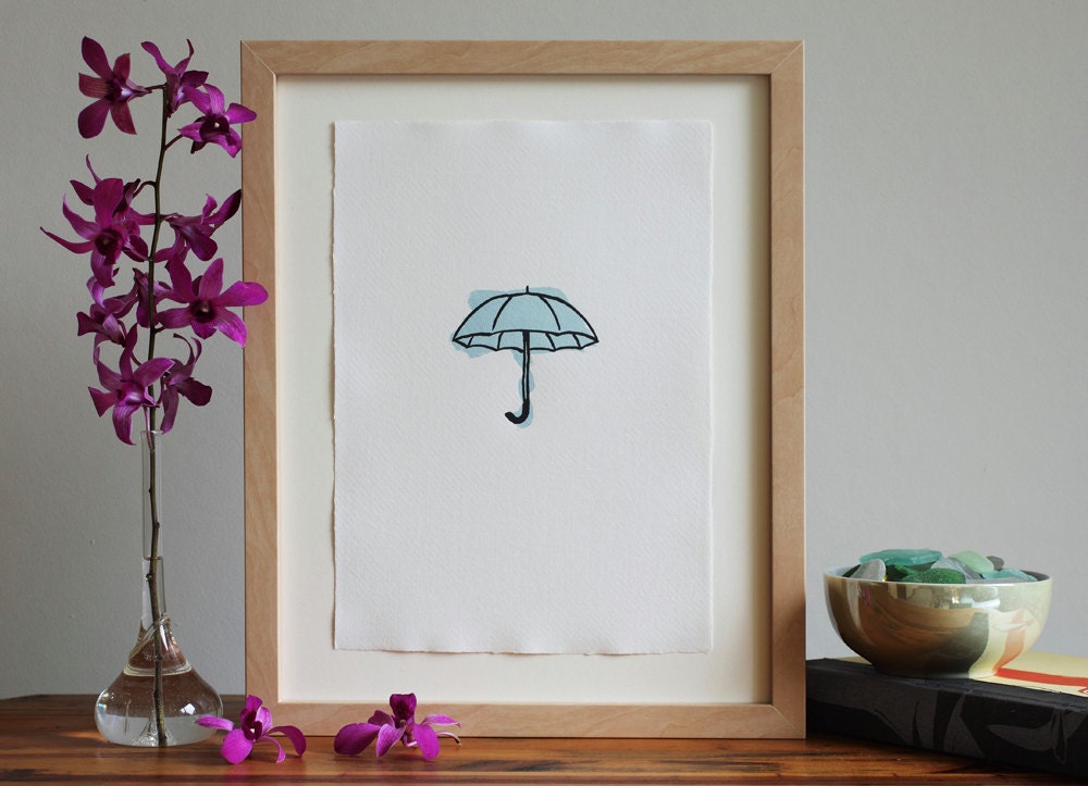 Umbrella Letterpress Art Print