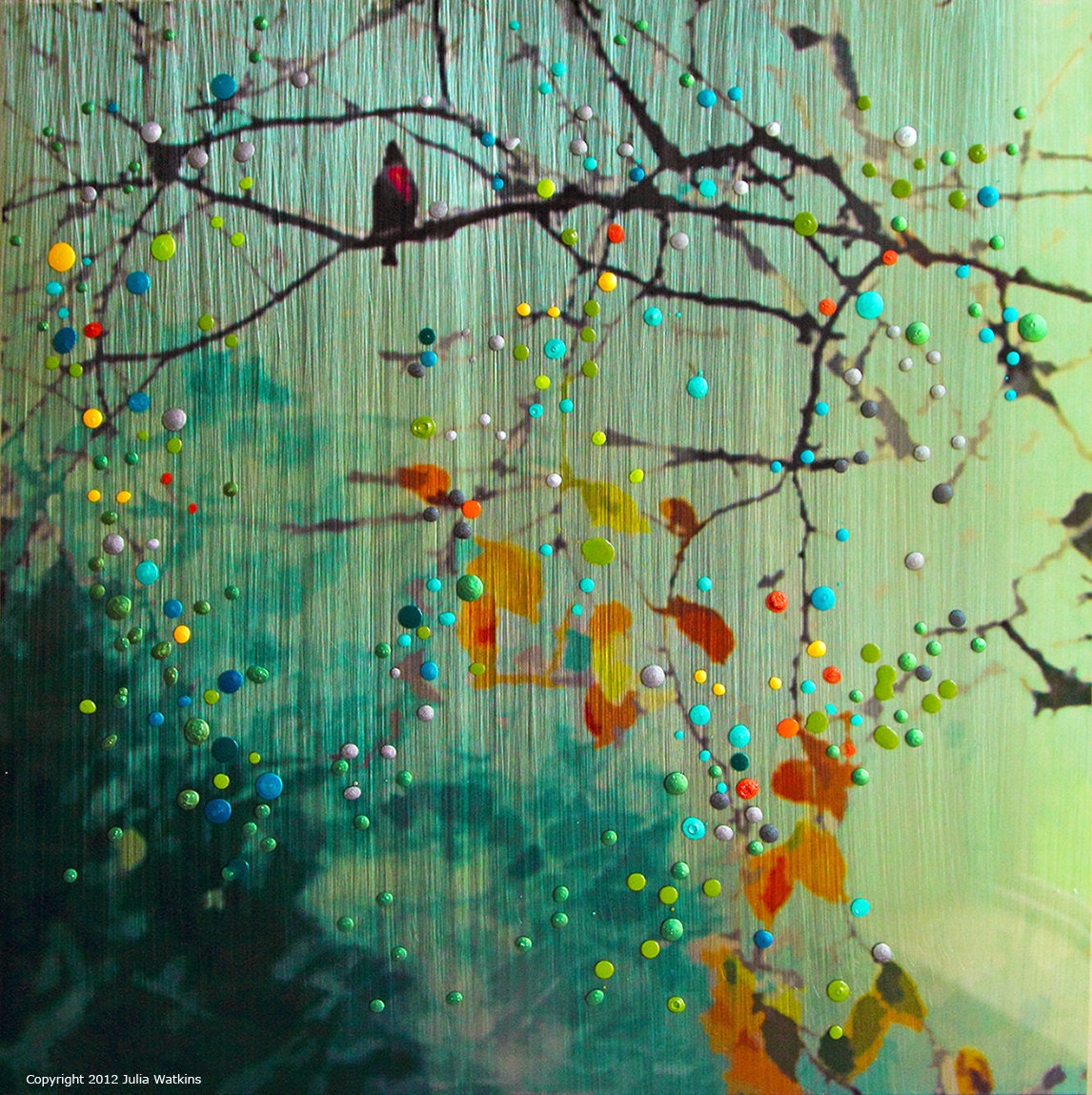 Birdsong - Green - Morning Mist Giclee Print - Introspection. Awakening to new possibilities.