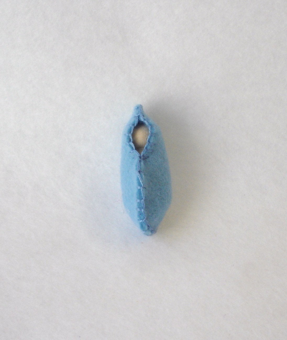 wooden peg doll - baby gnome - blue felt bunting gnome -  hand sewn - in stock and ready to ship