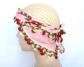 light pink cotton gauze burgundy and yellow floral pattern neck piece Summer Scarf Shawl edges embroidery hand Crochet Floral Lace
