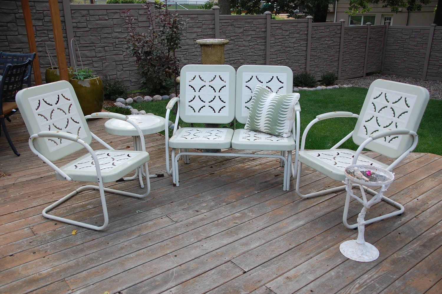 Reserved for Laura:  Vintage Metal Patio Furniture Set