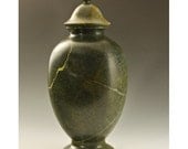 Dark Green Soapstone Treasure Vessel Urn
