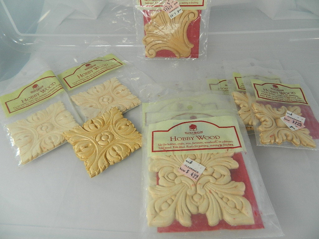 Vintage Wood Appliques Onlay Hobby Wood 11 by 3sisterstreasures