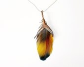 Warm yellow feather pendant
