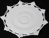 Vintage Lace Edge Milk Glass Cake Plate Wedding Decor