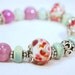 Lampworlbeads, Sterling Silver Beads, Colorful Green and Purple Lamp Work Beaded Bracelet. OOAK Handmade Bracelet