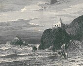 1895 Antique Engraving The Cliff House by R Swain Gifford  California Coast United States
