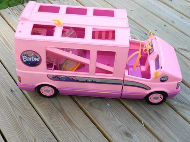 Vintage Barbie Doll Mattel 1988 Pink Magical Motor Home Mobile Camper Plus Extras