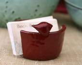 Kitchen Sponge Holder with a Little Bird - French Country Home Decor - Rustic Red