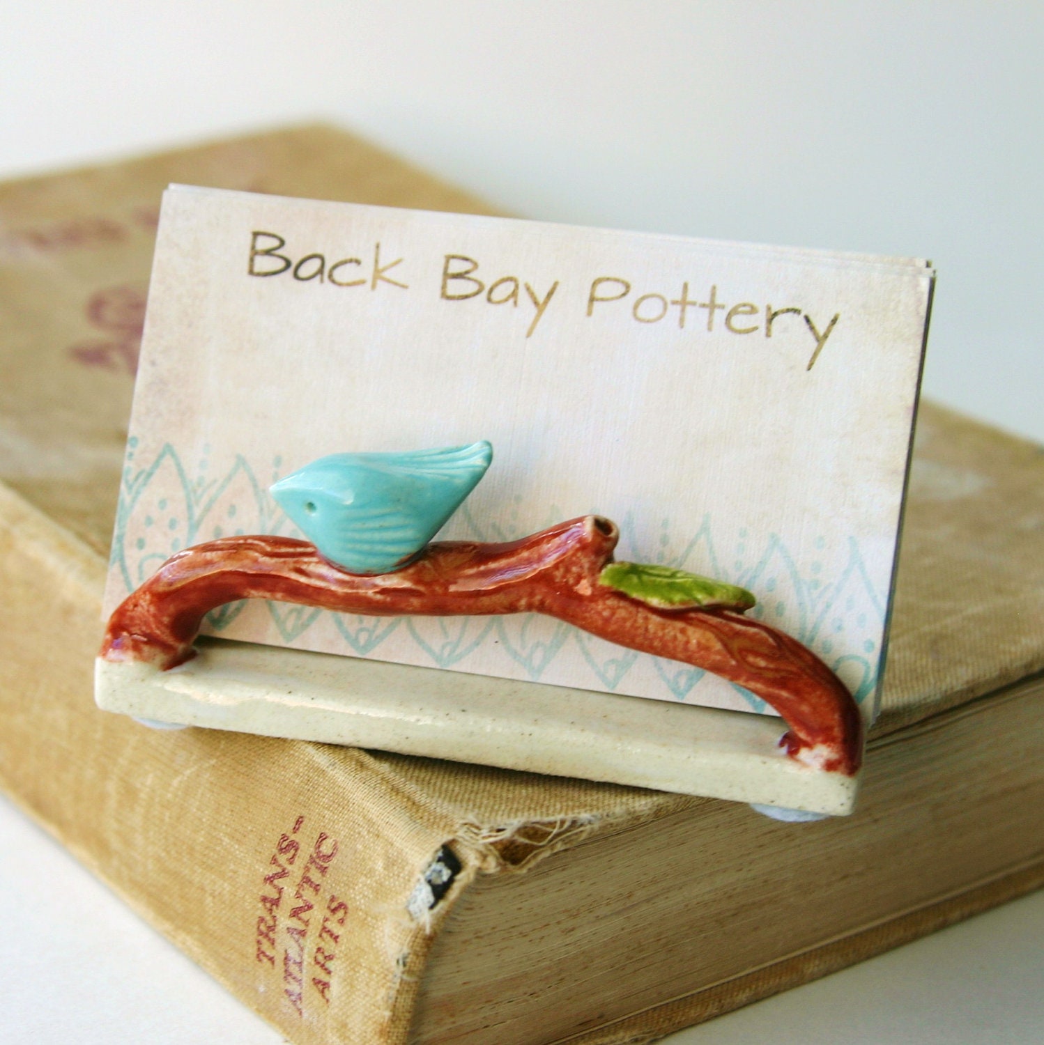 Bird on a Twig Business Card Holder - French Cream