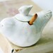 Porcelain Bird Salt Keeper - Creamy White French Country Dinnerware - OOAK