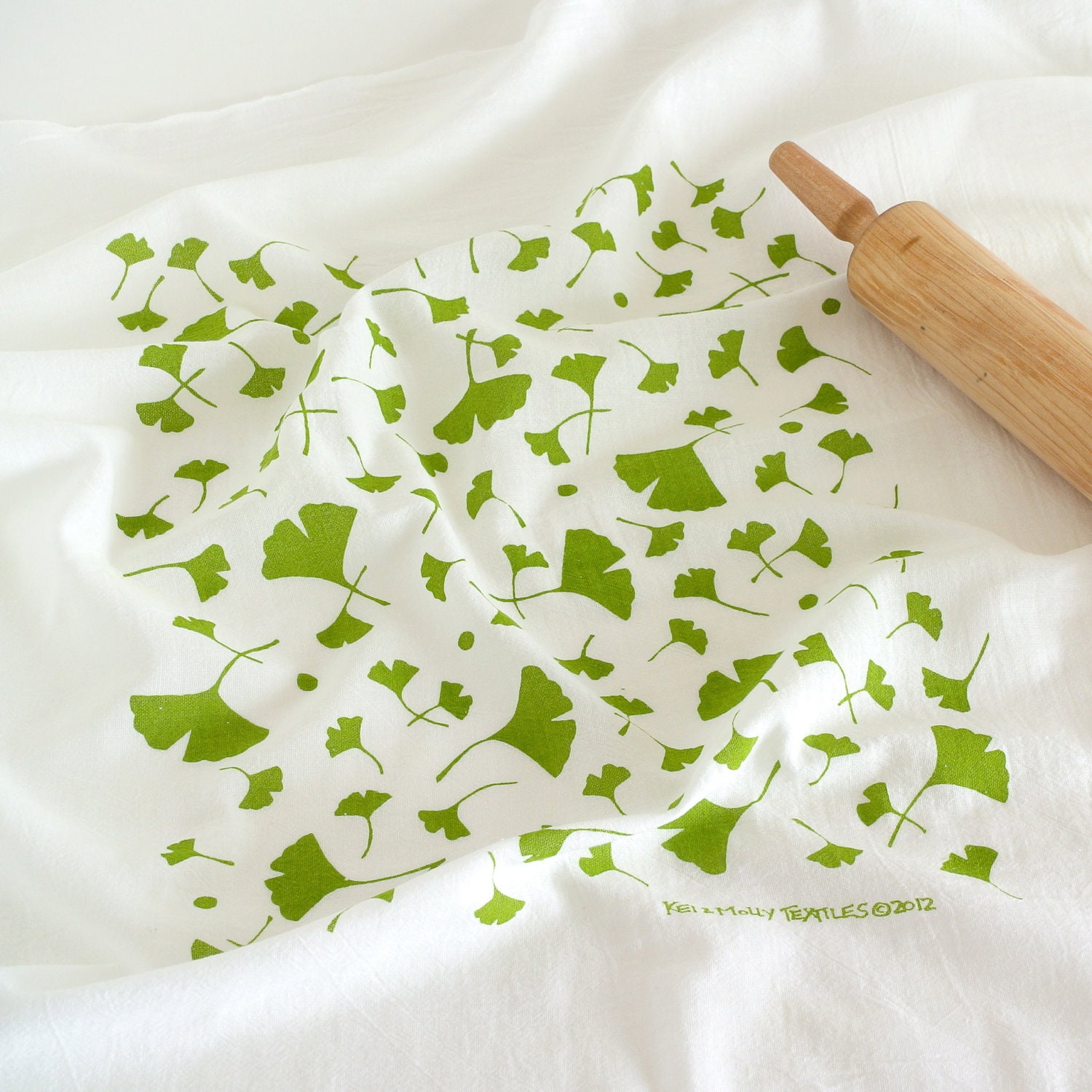 Flour Sack Dish Towel - Ginko: Yellow, Green or Orange
