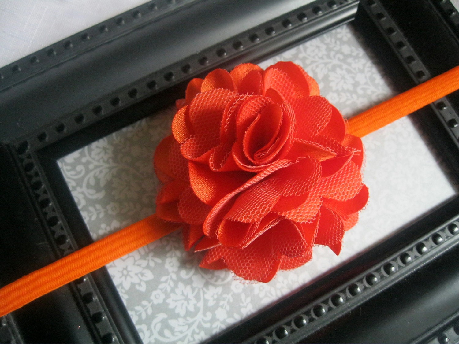 Satin and Mesh XL Bloom in Orange Crush with matching Headband