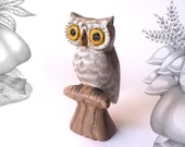 Elodie the White Owl - whimsical small animal wood carving figurine sculpture - TheWishForest