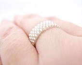 Skinny Silver Ring, Stackable Ring, Silver Beaded Ring, Bridesmaids Ring, Classic Ring, Handmade by JeannieRichard