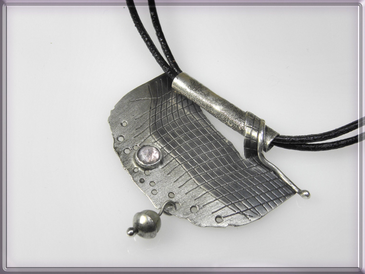 unique black goth geometrical silver pendant designer artistic