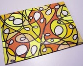 ACEO - Generations - Abstract Glitter Yellow Design - Original Art OOAK ATC Small Art