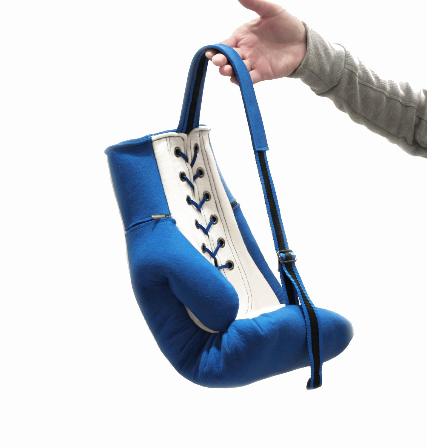 Blue Felt Boxing Glove Bag / Backpack