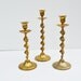 Vintage Brass Candle Holders Set of 3 Solid Brass Twisted Candle Holders