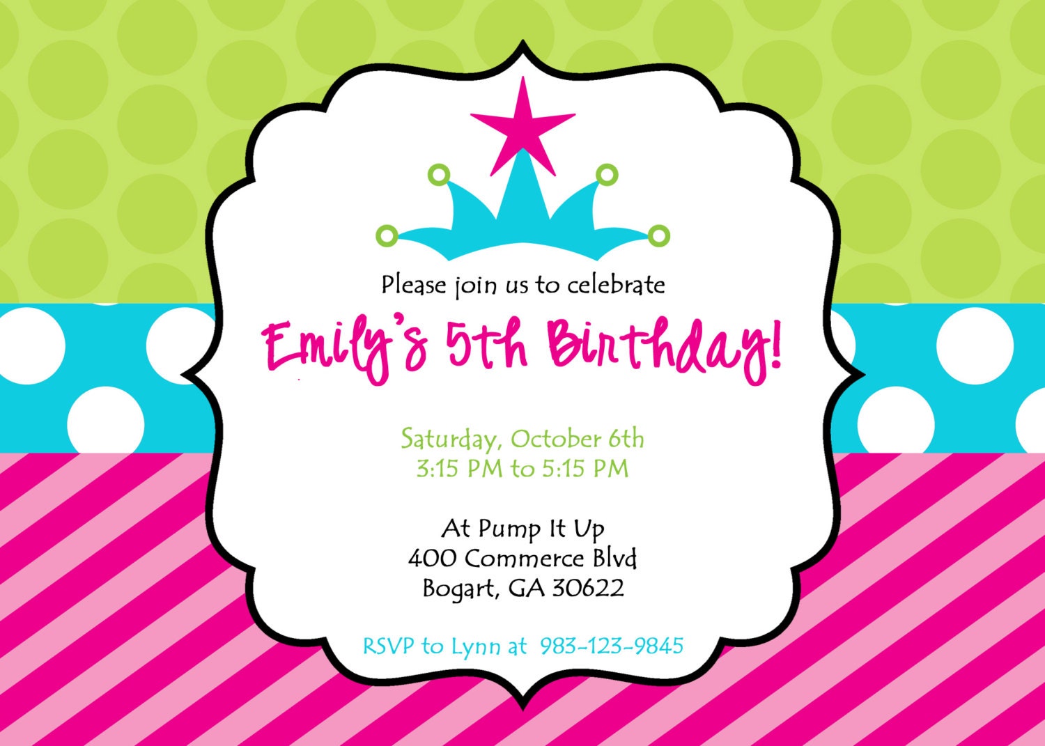 Bright and Colorful Printable Princess Invitation. Pink, Green and Blue Invitation. Custom Princess Party Invitation. Il_570xn