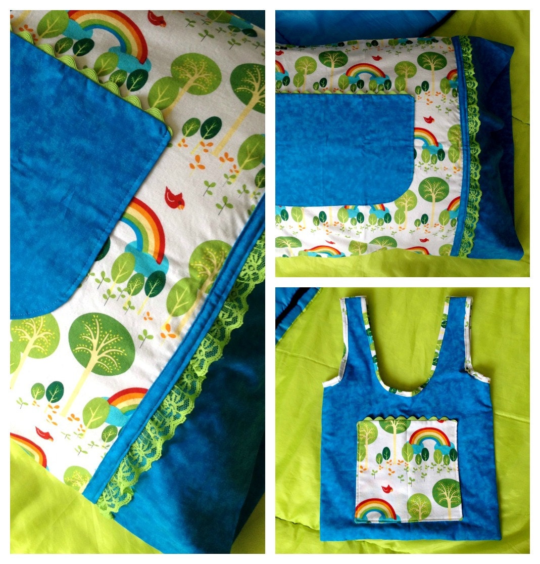 Kids Rainbow Sleepover Pillowcase & matching Tote Bag