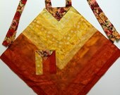 Orange Ombre Patchwork 4-Corners Full-length Apron - Large