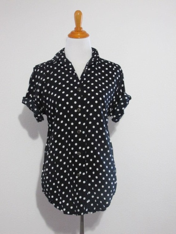Vintage Black Polka Dot Top
