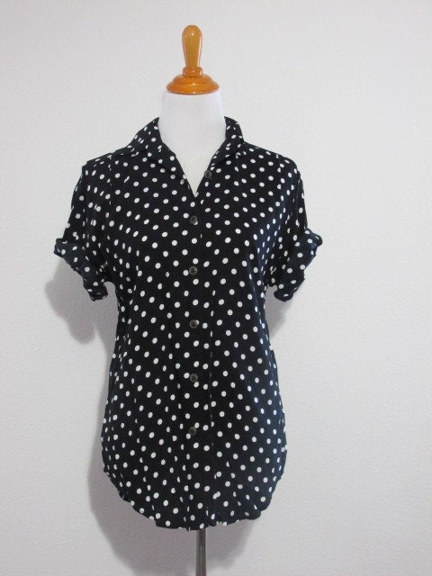Vintage Black Polka Dot Top